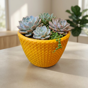 Textured Yellow Bowl Pot